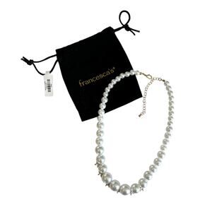 Francesca’s Luxe CZ White Pearl Necklace 14K Gold Plated